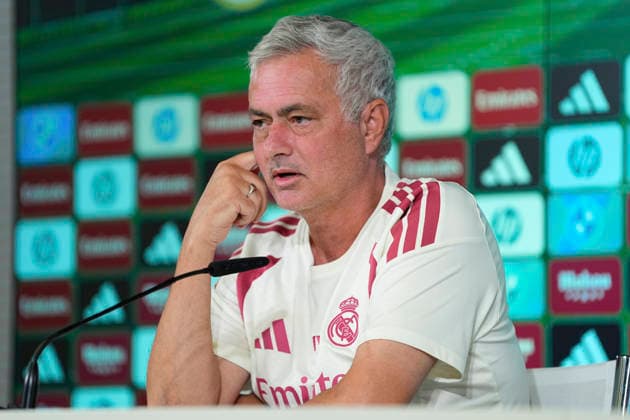 September 14, 2026, Valdebebas, Madrid, Spain: Jose Mourinho, head coach of Real Madrid, attends his press conference, PK, Pressekonferenz during the training day of Real Madrid ahead the Spanish League, LaLiga EA Sports, football match against Elche CF at Ciudad Deportiva Real Madrid on September 14, 2026, in Valdebebas, Madrid, Spain. Real Madrid Training And Press Conference - Laliga Ea Sports  - ZUMAa181 20260914_zaa_a181_016 Copyright: xDennisxAgyemanx