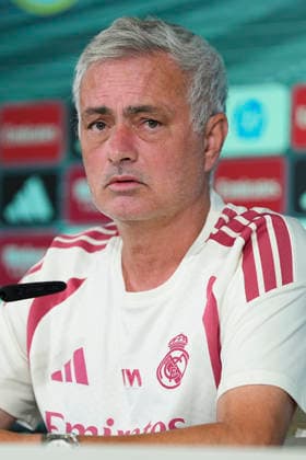 September 14, 2026, Valdebebas, Madrid, Spain: Jose Mourinho, head coach of Real Madrid, attends his press conference, PK, Pressekonferenz during the training day of Real Madrid ahead the Spanish League, LaLiga EA Sports, football match against Elche CF at Ciudad Deportiva Real Madrid on September 14, 2026, in Valdebebas, Madrid, Spain. Real Madrid Training And Press Conference - Laliga Ea Sports  - ZUMAa181 20260914_zaa_a181_021 Copyright: xDennisxAgyemanx