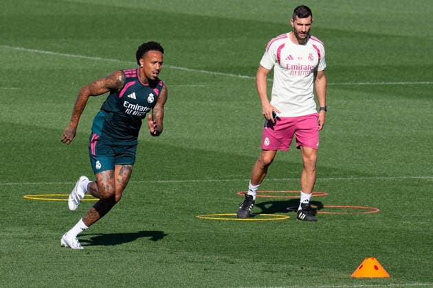 September 14, 2026, Valdebebas, Madrid, Spain: Eder Militao during the training day of Real Madrid ahead the Spanish League, LaLiga EA Sports, football match against Elche CF at Ciudad Deportiva Real Madrid on September 14, 2026, in Valdebebas, Madrid, Spain. Real Madrid Training And press conference, PK, Pressekonferenz - Laliga Ea Sports  - ZUMAa181 20260914_zaa_a181_033 Copyright: xDennisxAgyemanx
