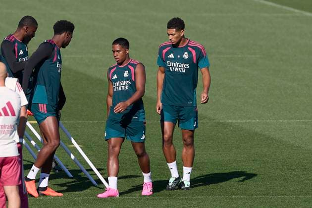 September 14, 2026, Madrid, Spain: (From L to R) Endrick and Jude Bellingham (Real Madrid CF) are seen in action during a training session on the eve of the LaLiga EA SPORTS 2026 2027 match between Elche CF and Real Madrid CF.Real Madrid CF is holding its final training session and pre-match press conference, PK, Pressekonferenz ahead of its sixth LaLiga game. LaLiga EA SPORTS 2026 2027 - Real Madrid CF Training Session And Press Conference In Madrid, Spain - 14 Sep 2026  - ZUMAs197 20260914_aaa_s197_122 Copyright: xFedericoxTitonex