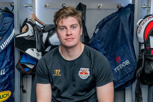 Jeremy McKenna (EHC Red Bull Muenchen, 91) GER, EHC Red Bull Muenchen, Eishockey, DEL, Open Locker Room, 14.09.2026. Foto: HMB Media Heike Feiner