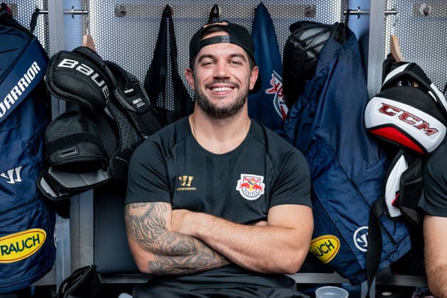 Chris DeSousa (EHC Red Bull Muenchen, 82) GER, EHC Red Bull Muenchen, Eishockey, DEL, Open Locker Room, 14.09.2026. Foto: HMB Media Heike Feiner