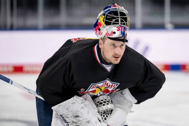 Antoine Bibeau (Torwart, EHC Red Bull Muenchen, 30) GER, EHC Red Bull Muenchen, Eishockey, Trainingssession vor dem DEL-Saisonstart, 14.09.2026. Foto: HMB Media Heike Feiner