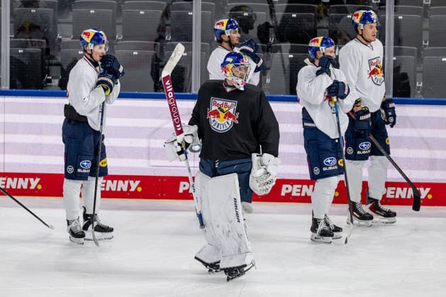 Antoine Bibeau (Torwart, EHC Red Bull Muenchen, 30) GER, EHC Red Bull Muenchen, Eishockey, Trainingssession vor dem DEL-Saisonstart, 14.09.2026. Foto: HMB Media Heike Feiner
