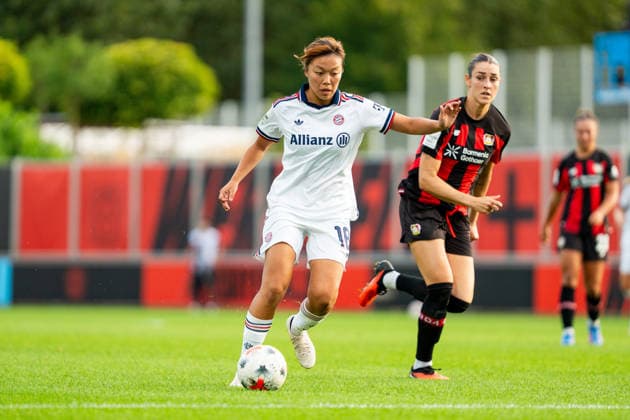 Momoko Tanikawa (FC Bayern Muenchen, 18) Bayer 04 Leverkusen vs. FC Bayern Muenchen, Fussball, Google Pixel Frauen-Bundesliga, 4. Spieltag, Saison 2026 2027, 14.09.2026 DFB REGULATIONS PROHIBIT ANY USE OF PHOTOGRAPHS AS IMAGE SEQUENCES AND OR QUASI-VIDEO Bayer 04 Leverkusen vs. FC Bayern Muenchen, Fussball, Google Pixel Frauen-Bundesliga, 4. Spieltag, Saison 2026 2027, 14.09.2026 Leverkusen