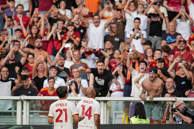 Roma™s Donyell Malen celebrates after scoring the 1-0 goal for his team during the Serie A soccer match between Torino and Roma at the Stadio Olimpico Grande Torino in Turin, north west Italy - Sunday, September 14, 2026. - Soccer .  Copyright: xMarcoxAlpozzi LaPressex