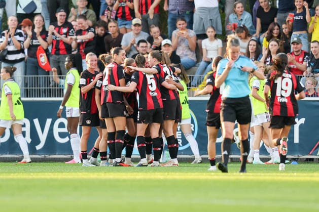 Leverkusen, Germany - 14 September: Paulina Tomasiak of Bayer Leverkusen W celebrates after scoring her team s second goal during the Bundesliga Women Round 4 match between Bayer Leverkusen W vs Bayern Munich W at Ulrich Haberland Stadion on 14 September 2026. Copyright: xOPAxImagesxJavadxMohammadpourx