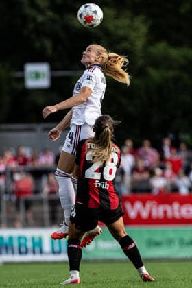 Google Pixel Frauen Bundesliga: Bayer 04 Leverkusen - FC Bayern München;14.09.2026 +b5+, Paulina Tomasiak (Bayer 04 Leverkusen, 28) Frauen Bundesliga Google Pixel Frauen Bundesliga 26 27: Bayer 04 Leverkusen - FC Bayern München; Ulrich-Haberland-Stadion, Leverkusen; 14.09.2026 DFL regulations prohibit any use of photographs as image sequences and or quasi video.