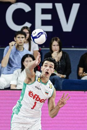 IPA88532407 - Bulgaria s Simeon Nikolov in action during the CEV Enel Eurovolley 2026 pool stage match between Bulgaria and Israel at Arena 8888 in Sofia, Bulgaria, on September 14, 2026  Copyright: xIvanxSxIvanov IPAxSportx xx IPA88532407