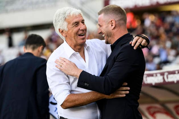 Torino FC v AS Roma - Serie A Gian Piero Gasperini, head coach of AS Roma, hugs Ignazio Abate, head coach of Torino FC, prior to the Serie A football match between Torino FC and AS Roma. Turin Italy Copyright: xNicolòxCampox
