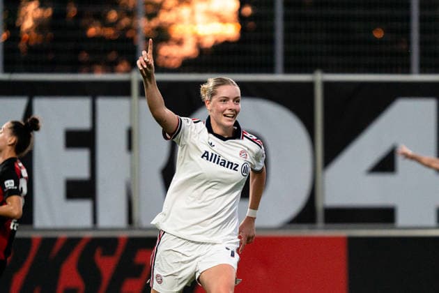 Deutschland: Google Pixel Frauen-Bundesliga 2026 27, 4. Spieltag - Bayer 04 Leverkusen vs. FC Bayern München - 14.09.2026 - Ulrich-Haberland-Stadion Tor zum 3:2 durch Alara Jubel Freude Emotionen Torjubel