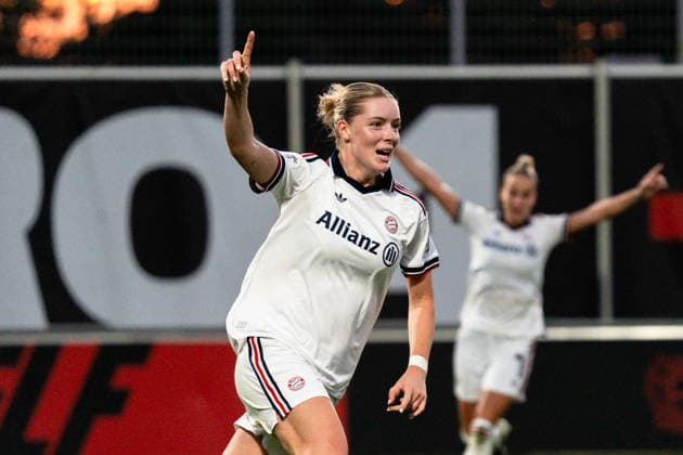 Deutschland: Google Pixel Frauen-Bundesliga 2026 27, 4. Spieltag - Bayer 04 Leverkusen vs. FC Bayern München - 14.09.2026 - Ulrich-Haberland-Stadion Tor zum 3:2 durch Alara Jubel Freude Emotionen Torjubel