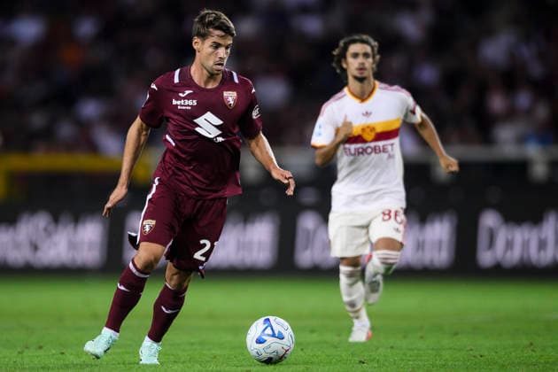 Torino FC v AS Roma - Serie A Daniel Braganca of Torino FC is challenged by Rodrigo Mora of AS Roma during the Serie A football match between Torino FC and AS Roma. Turin Italy Copyright: xNicolòxCampox