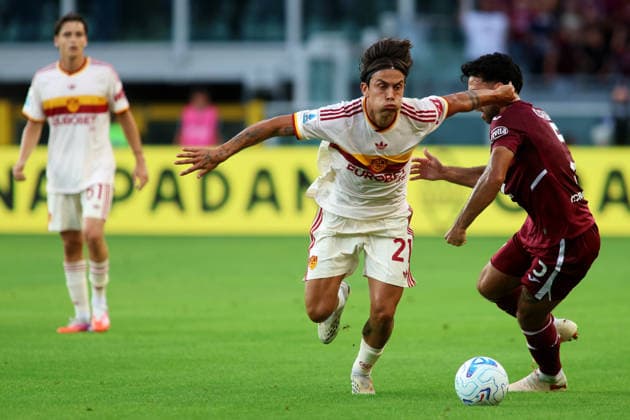 2026-09-14 Torino FC v AS Roma - Serie A TURIN, ITALY - SEPTEMBER 14: Paulo Dybala of AS Roma, Eray Comert of Torino FC during the Serie A match between Torino FC and AS Roma at Stadio Olimpico di Torino on September 14, 2026 in Turin, Italy. (Photo by Nderim Kaceli BSR Agency) Turin Italy Content not available for redistribution in The Netherlands directly or indirectly through any third parties. Copyright: xBSRxAgencyx