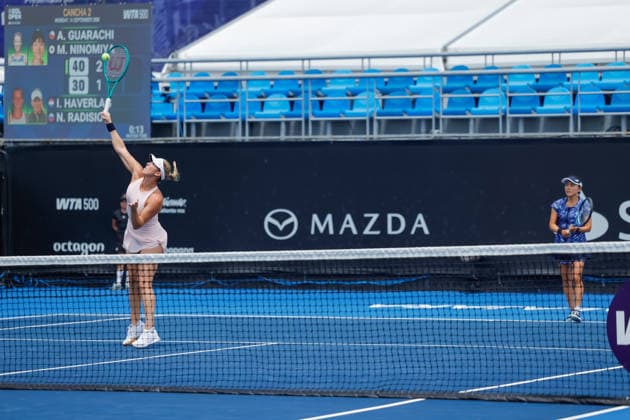 WTA, Tennis Damen GUADALAJARA OPEN 2026 WTA GUADALAJARA OPEN 2026 ALEXA GUARACHI NIKA RADISIC VS MAKAMOTO NINOMIYA ISABELLE HAVERLAG1 4092026 GUADALAJARA, JALISCO. Action photo of Makamoto Ninomiya and Isabelle Haverlag, during a match of the WTA Guadalajara Open 2026, held at the Centro Panamericano de Tenis of Guadalajara, Jalisco, Mexico. Foto de Makamoto Ninomiya e Isabelle Haverlag, durante juego del WTA Guadalajara Open 2026 celebrado en el Centro Panamericano de Tenis de Guadalajara, Jalisco, Mexico PHOTO BY IMAGENSHOP AGENCIA FOTOGRAFICA GUADALAJARA JALISCO MEXICO Copyright: xIMAGENSHOPxAGENCIAxFOTOGRAFICAx