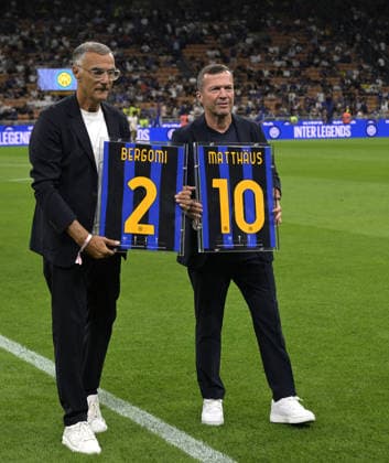 Foto IPP Paolo Bona Milano 14 09 2026 Campionato Serie A di Calcio stagione 2026 2027 partita Inter-Udinese Nella foto Giuseppe Bergomi e Lothar Mattheus taly Photo Press Worldwide Copyright italy Italy ITALY  Copyright: xR4924_italyphotopressx