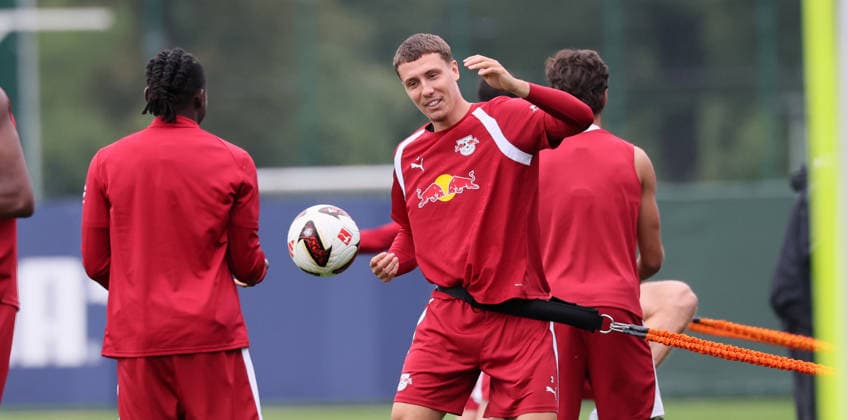 Leipzig, 14.09.2026, Red Bull Akademie, Fussball, 1.Bundesliga, RB Leipzig , Training , Im Bild: Maxime Esteve , Nur zur redaktionellen Nutzung. Only editorial use. ,