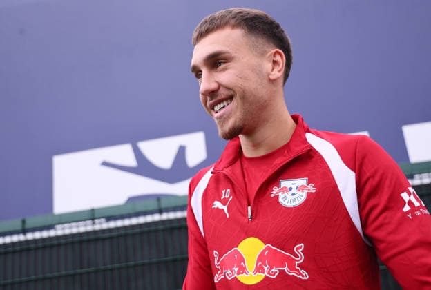Leipzig, 14.09.2026, Red Bull Akademie, Fussball, 1.Bundesliga, RB Leipzig , Training , Im Bild: Brajan Gruda, Nur zur redaktionellen Nutzung. Only editorial use. ,