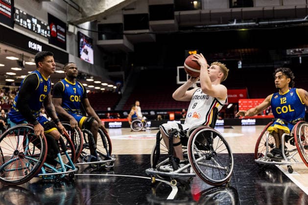 OTTAWA, CANADA - SEPTEMBER 14: Tobias Hell (Germany, 8) controls the ball against Jairo Lazaro (Colombia, 12) during the Ottawa IWBF Wheelchair Basketball World Championships match between Germany vs. Colombia at Arena at TD Place on matchday 6 of the Ottawa IWBF Wheelchair Basketball World Championships on September 14, 2026 in Ottawa, Canada. Canada Copyright: xSteffiexWunderlx
