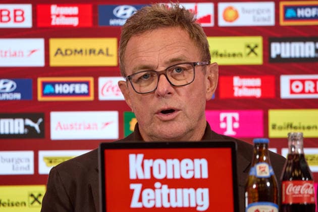 - Wien 14.09.2026 - PK ÖFB - Heute am Nachmittag fand in der Geschäftsstelle des Österreichischer Fusball-Bund im Rahmen einer Pressekonferenz die Präsentation des Kaders der Männer-Nationalmannschaft für die anstehende Nations League statt . PHOTO: Nationaltrainer Ralf Rangnick während der PK . Vienna (AUSTRIA) - This afternoon, the squad for the men’s national team, Nationalteam for the upcoming Nations League was announced at a press conference, PK, Pressekonferenz held at the Austrian Football Association’s headquarters. OeFB, Fußballbund, Fußball, Bilanz WM USA, Europameisterschaft, ÖFB PK Kadervorstellung