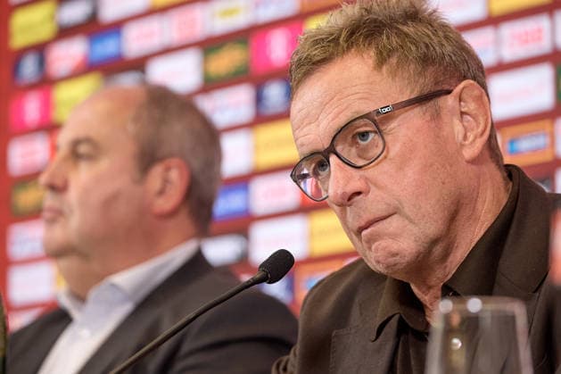 - Wien 14.09.2026 - PK ÖFB - Heute am Nachmittag fand in der Geschäftsstelle des Österreichischer Fusball-Bund im Rahmen einer Pressekonferenz die Präsentation des Kaders der Männer-Nationalmannschaft für die anstehende Nations League statt . PHOTO: Vorstandsvorsitzender und ÖFB-Präsident Josef Pröll (L) und Nationaltrainer Ralf Rangnick während der PK . Vienna (AUSTRIA) - This afternoon, the squad for the men’s national team, Nationalteam for the upcoming Nations League was announced at a press conference, PK, Pressekonferenz held at the Austrian Football Association’s headquarters. OeFB, Fußballbund, Fußball, Bilanz WM USA, Europameisterschaft, Proell, Proll, ÖFB PK Kadervorstellung