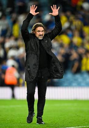 Manager Daniel Farke of Leeds United celebrates with the fans after the game Leeds United v Newcastle United, Premier League, Football, Elland Road, UK - 14 Sep 2026Leeds Elland Road United Kingdom EDITORIAL USE ONLY No use with unauthorised audio, video, data, fixture lists, club league logos or live services. Online in-match use limited to 120 images, no video emulation. No use in betting, games or single club league player publications. Copyright: xGreigxCowie Shutterstockx 17151113bz