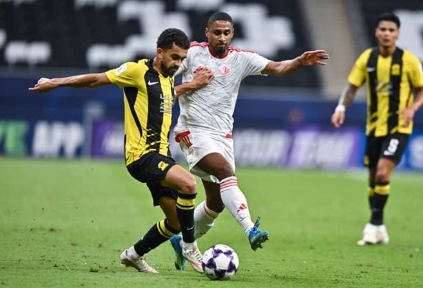 September 14, 2026, Al Khor, Qatar: Wesley Said (R) of Al Shamal SC and Ahmed Al Ghamdi (L) of Al Ittihad Club seen in action during the AFC Champions League elite west football match between Qatar s Al Shamal SC and Saudi Arabia s Al Ittihad Club at Al Bayt Stadium. Final score; Al Shamal SC 1 : 1 Al Ittihad Club. Al Khor Qatar - ZUMAs197 20260914_aaa_s197_261 Copyright: xNoushadxVariyattiyakkalx