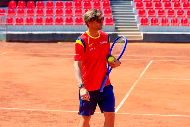 Tenis, Chile vs Espana. Copa Davis 2026. Los jugador de Espana son fotografiados, durante el entrenamiento previo en la Copa Davis valido por la segunda ronda de clasificatorios para el Grupo Mundials, en el Court Central Anita Lizana, Parque Estadio Nacional en Santiago de Chile. 15 09 2026 Pepe Alvujar Photosport Tenis, Chile vs Espana. Copa Davis 2026. The Spanish players are photographed during the pre-Davis Cup training session valid for the second round of World Group qualifiers, at the Anita Lizana Central Court, National Stadium Park in Santiago, Chile. 15 09 2026 Pepe Alvujar Photosport Chile vs Espana Entrenamiento Espana, Copa Davis 2026 