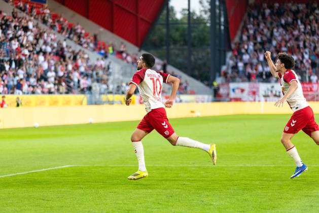15.09.2026, Fussball, GER, Saison, 3.Liga, Saision 2026 2027, 06. Spieltag, SSV Jahn Regensburg - Fortuna Düsseldorf Jubel nach dem 1:0 durch Nassim Boujellab (SSV Jahn Regensburg) DFL REGULATIONS PROHIBIT ANY USE OF PHOTOGRAPHS AS IMAGE SEQUENCES AND OR QUASI-VIDEO.