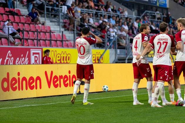 15.09.2026, Fussball, GER, Saison, 3.Liga, Saision 2026 2027, 06. Spieltag, SSV Jahn Regensburg - Fortuna Düsseldorf Jubel nach dem 1:0 durch Nassim Boujellab (SSV Jahn Regensburg) DFL REGULATIONS PROHIBIT ANY USE OF PHOTOGRAPHS AS IMAGE SEQUENCES AND OR QUASI-VIDEO.