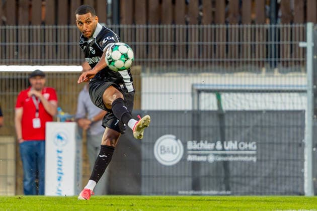 3. Liga: SG Sonnenhof Großaspach vs. Sportclub Verl; 15.09.2026 Aspach, GERMANY - 15. September 2026: Amin Farouk (Sportclub Verl, 7) bei Schuss während dem Match zwischen dem SG Sonnenhof Großaspach und dem Sportclub Verl am 06. Spieltag der 3. Liga in der WIRmachenDRUCK Arena. Copyright: xBEAUTIFULxSPORTS Steinx