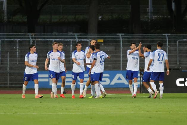 15.09.2026, Fussball, Herren, Saison 2026 2027, Regionalliga Bayern, 9. Spieltag: FC Schweinfurt 05 - FV Illertissen FV Illertissen feiert das 2:0 Schweinfurt Riedel-Bau-Arena im Sachs-Stadio Bayern Unterfranken Deutschland