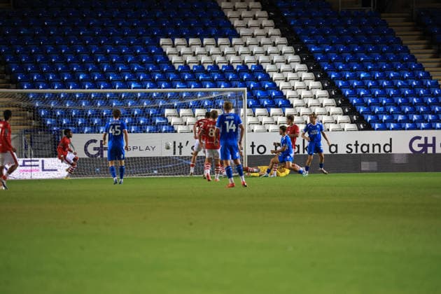 15th September 2026; Weston Homes Stadium, Peterborough, Cambridgeshire, England; Carabao Cup Football, Peterborough United versus Barnsley; Harry Leonard of Peterborough United scores his first goal JeremyxGowers-Cromie