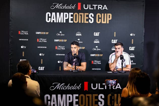 September 15, 2026, Fort Lauderdale, Florida, USA: LUIS SUAREZ (9) of Inter Miami CF is seen talking to the media ahead of the 2026 Michelob ULTRA Campeones Cup Fort Lauderdale USA - ZUMAa257 20260915_zsp_a257_018 Copyright: xChrisxArjoonx