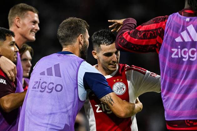 AMSTERDAM - Oscar Gloukh of Ajax celebrates the 4-0 during the Dutch Eredivisie match between Ajax and Willem II at the Johan Cruijff ArenA on September 15, 2026, in Amsterdam, the Netherlands. OLAF KRAAK ANP Eredivisie 2026 27 xVIxANPxSportx xxANPxIVx 568739852 originalFilename: 568739852.jpg