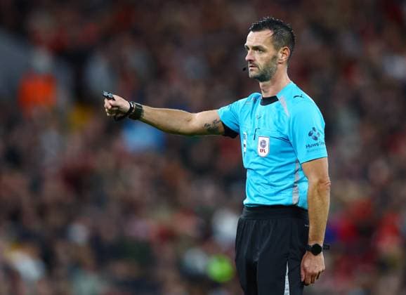 Referee Andrew Madley Liverpool v Tottenham Hotspur, EFL Carabao Cup, Football, Anfield, UK - 15 Sep 2026Liverpool Anfield United Kingdom EDITORIAL USE ONLY No use with unauthorised audio, video, data, fixture lists, club league logos or live services. Online in-match use limited to 120 images, no video emulation. No use in betting, games or single club league player publications. Copyright: xMattxWest Shutterstockx 17152603am