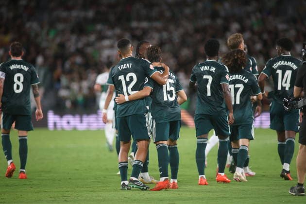 ESP: LaLiga EA Sports Elche CF v Real Madrid players of Real Madrid celebrate goal during LaLiga EA Sports match between Elche CF v Real Madrid played at Martinez Valero Stadium, Elche on September 15 2026 in Spain Spain Soccer Copyright: xAgenciaxLOFx