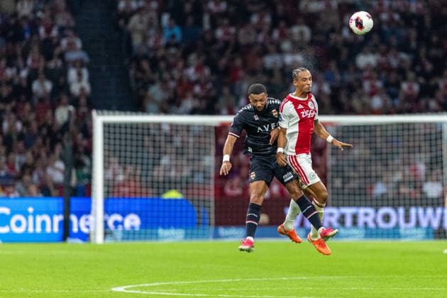 2026-09-15 VriendenLoterij Eredivisie: AFC Ajax v Willem II AMSTERDAM, NETHERLANDS - SEPTEMBER 15: Tommy Vilhena of Willem II and Thilo Kehrer of AFC Ajax during the VriendenLoterij Eredivisie match between AFC Ajax and Willem II at Johan Cruijff Arena on September 15, 2026 in Amsterdam, Netherlands. Amsterdam Johan Cruijff Arena Netherlands Content not available for redistribution in The Netherlands directly or indirectly through any third parties. Copyright: xMarcelxvanxPlateringenx