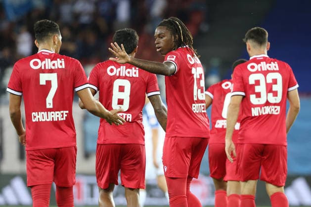 15.09.2026 Zuerich , SCHWEIZ, Stadion Letzigrund Zuerich Fussball Saison 2026 2027 Herren Fussball Super League Grasshopper Club Zuerich - FC Sion Ilyas Chouaref - Winsley Boteli (FC Sion)