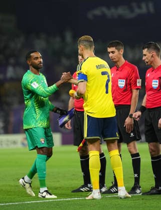 AL AIN, UNITED ARAB EMIRATES - SEPTEMBER 15: Khalid Eisa of Al-Ain FC and Cristiano Ronaldo of Al-Nassr FC during the AFC Champions League Elite group stage match between Al Ain FC and Al Nassr at the Hazza bin Zayed Stadium on September 15, 2026 in Al Ain, United Arab Emirates. Al Ain vs. Al- Nassr - 2026 27 AFC Champions League Elite match 1 of 8 - West Region group at Hazza bin Zayed Stadium, Al Ain, UAE. 15 SEPTEMBER 2026 Copyright: xx