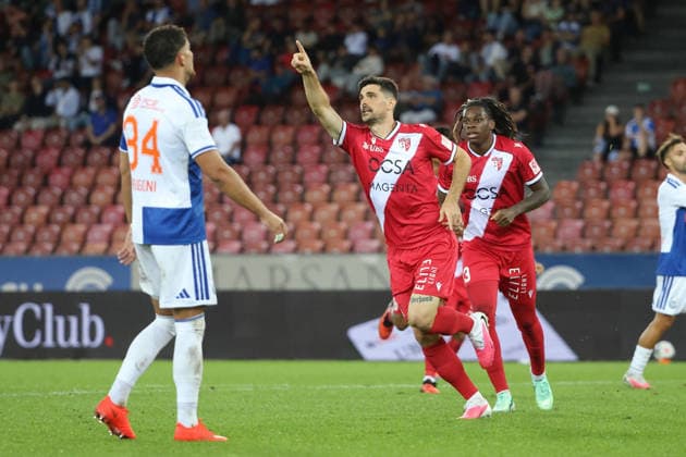 15.09.2026 Zuerich , SCHWEIZ, Stadion Letzigrund Zuerich Fussball Saison 2026 2027 Herren Fussball Super League Grasshopper Club Zuerich - FC Sion Torjubel Rilind Nivokazi (FC Sion)