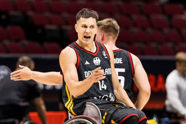 OTTAWA, CANADA - SEPTEMBER 15: Aliaksandr Halouski (Germany, 14) cheering during the Ottawa IWBF Wheelchair Basketball World Championships match between Germany vs. USA at Arena at TD Place on matchday 7 of the Ottawa IWBF Wheelchair Basketball World Championships on September 15, 2026 in Ottawa, Canada. Canada Copyright: xSteffiexWunderlx