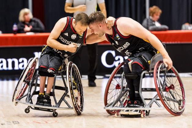 OTTAWA, CANADA - SEPTEMBER 15: Thomas Boehme (Böhme, Germany, 13) and Alexander Budde (Germany, 15) hugging after winning the Ottawa IWBF Wheelchair Basketball World Championships match between Germany vs. USA at Arena at TD Place on matchday 7 of the Ottawa IWBF Wheelchair Basketball World Championships on September 15, 2026 in Ottawa, Canada. Canada Copyright: xSteffiexWunderlx