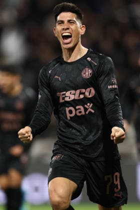 Platense s forward Bruno Sepulveda celebrates after scoring the team™s second goal during the second leg of the CONMEBOL Copa Libertadores quarter-final match between Platense of Argentina and Fluminense of Brazil, at Ciudad de Vicente Lopez Stadium in Buenos Aires, Argentina, on September 15, 2026. Fluminense won by 2-1 and qualify to semifinals. BUENOS AIRES ARGENTINA Copyright: xPHOTOXPHOTOx