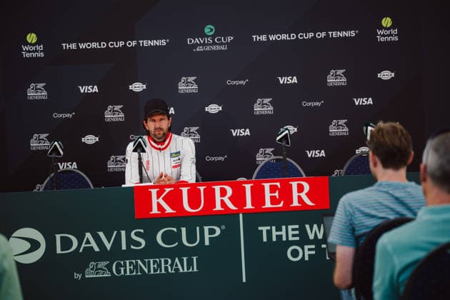 TENNIS - Davis Cup, AUT vs BEL VIENNA,AUSTRIA,16.SEP.26 - TENNIS - ITF Davis Cup, qualification round 2, Austria vs Belgium, preview. Image shows sporting director Juergen Melzer (OETV) during an interview.  GEPAxpictures xAlexanderxSolc