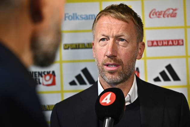 STOCKHOLM, SVERIGE 20260916 Fotbollslandslagets förbundskapten Graham Potter pratar med journalister efter att ha presenterat truppen till Nations League. STOCKHOLM SVERIGE x12270x