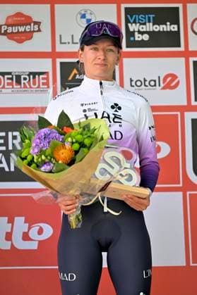 Grand Prix de Wallonie 2026 Cycling Race - Women CITADELLE DE NAMUR, BELGIUM - SEPTEMBER 16 : Swinkels Karlijn (NED) of UAE Team ADQ pictured during the podium ceremony of the 66th edition of Grand Prix de Wallonie an UCI ProSeries 1.Pro one day cycling road race for Women Elite of 127,3 km with start in Seraing and finish in Citadelle de Namur on September 16, 2026 in Citadelle de Namur, Belgium, 16 09 2026 ( Motordriver Pieter Van Herzeele - Citadelle de Namur Belgium  Copyright: xSesx