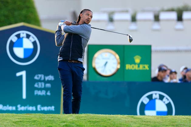 RECORD DATE NOT STATED 16th September 2026; Wentworth Golf Club, Virginia Water, Surrey, England; DP World Tour Golf, BMW PGA, Golf Herren Championship, Pro Am; Senior Power Unit Assembly Technician at Red Bull Racing Calum Nicholas playing alongside Stuart Broad, Samantha Quek and world number 2 Rory Mcilroy for the BMW 1 team off the first tee ChrisxRoll