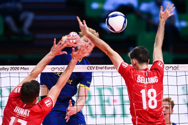 260916 Jacob Ekman of Sweden during the CEV EuroVolley 2026 group stage volleyball match between Sweden and Slovakia on September 16, 2026 in Modena. Photo: Matteo Gribaudi BILDBYRAN COP 18 XY0130 volleyboll volleyball volleyboll-em sverige slovakien cev eurovolley 2026 sweden slovakia bbeng Copyright: MATTEOxGRIBAUDI BB260916BB168