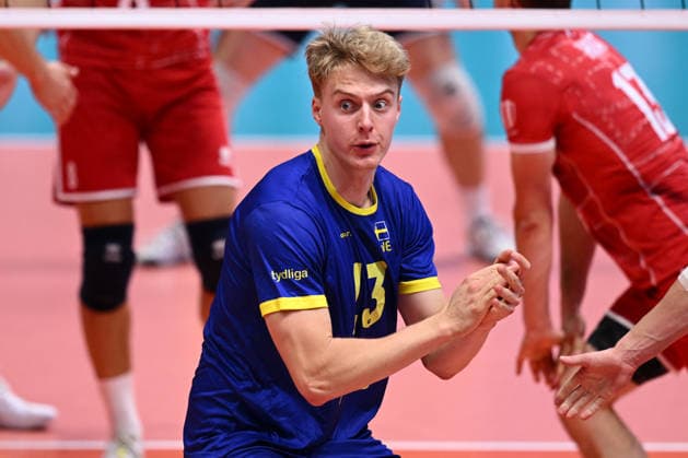 260916 Axel Enlund of Sweden during the CEV EuroVolley 2026 group stage volleyball match between Sweden and Slovakia on September 16, 2026 in Modena. Photo: Matteo Gribaudi BILDBYRAN COP 18 XY0130 volleyboll volleyball volleyboll-em sverige slovakien cev eurovolley 2026 sweden slovakia bbeng Copyright: MATTEOxGRIBAUDI BB260916BB184